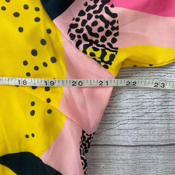 Feifeiyu women L v-cut lemon print fully lined shift dress 3/4 flutter sleeve - Picture 10 of 11